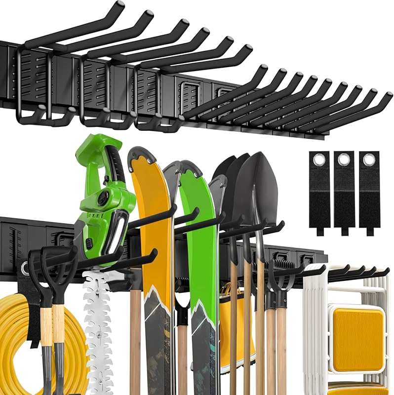 48in Garage Wall Organizer - 15 Pack, 675 lbs Capacity Garden Tool Rac