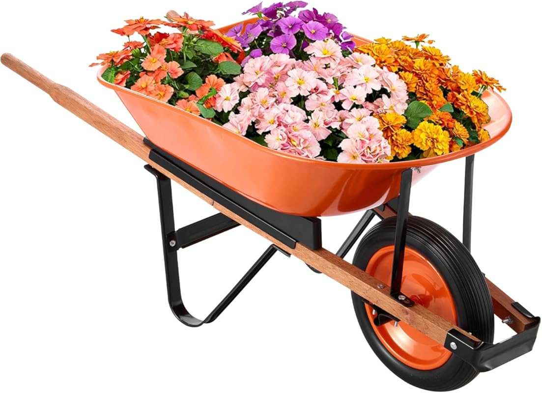 VEVOR 5 Cu. Ft. Wheelbarrow Garden Dump Cart with 16