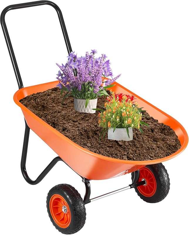 VEVOR 5 Cu. Ft. Wheelbarrow Cart: 397 lbs Capacity, Dual-Wheel Garden 