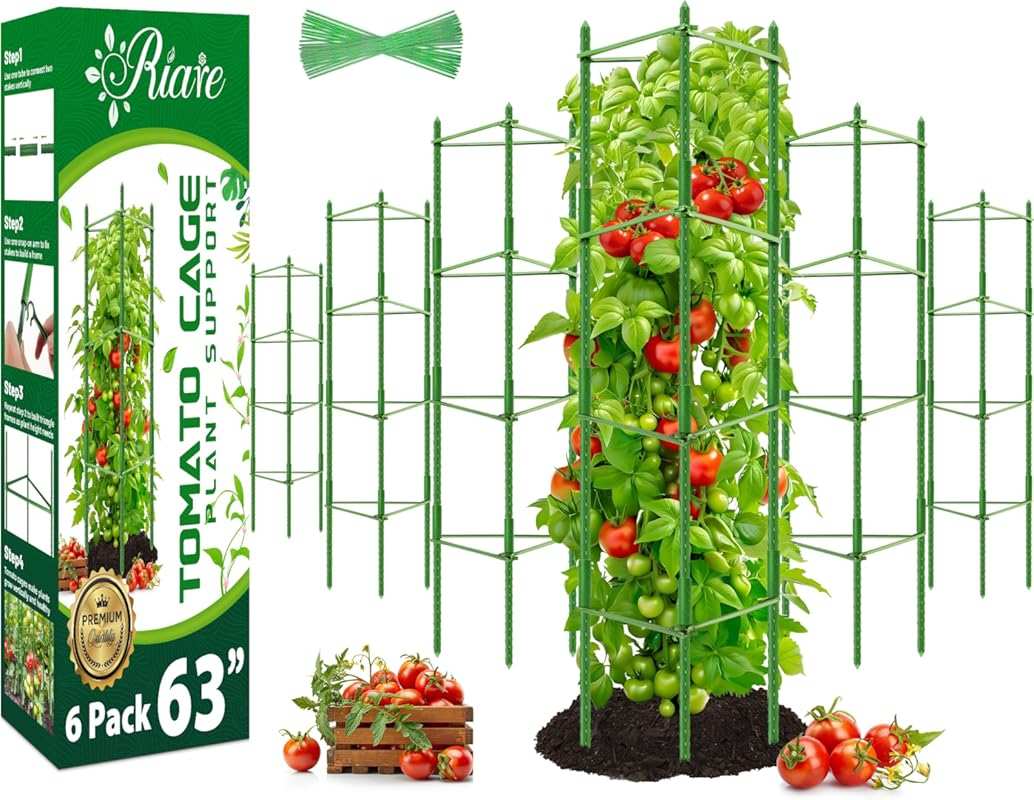 Riare 6-Pack 5.2 FT Heavy Duty Adjustable Tall Tomato Cages for Garden