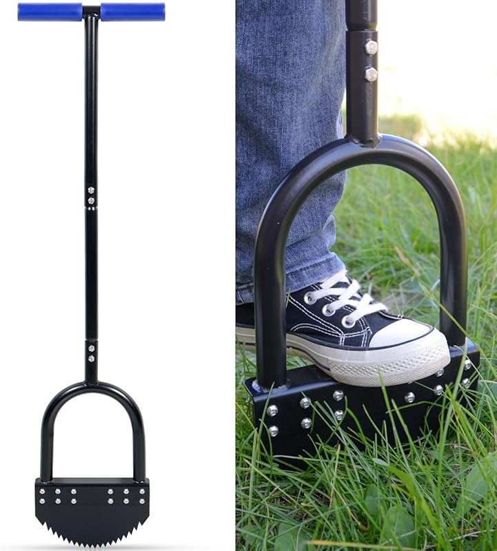 41in Tempered Spring Steel Half Moon Edger with Wide Footplate, Rustpr