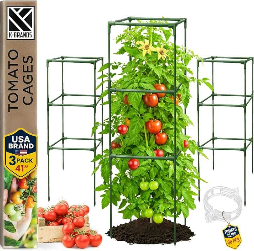 3-Pack Large Square Tomato Cages for Garden, Pots, and Raised Beds - P
