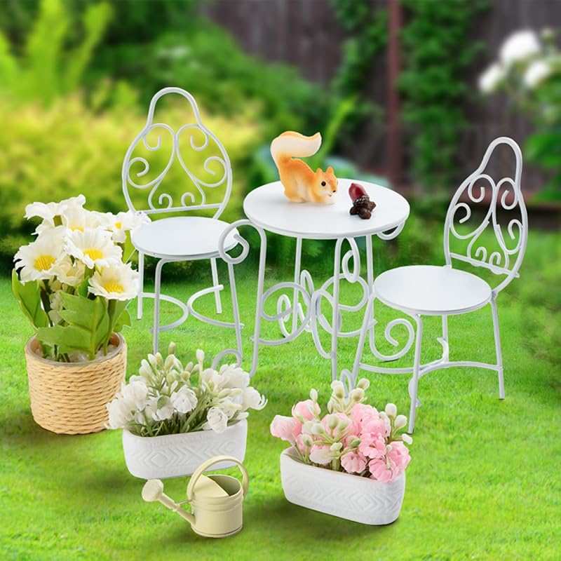 1/12 Scale 9-Piece Metal Dollhouse Patio Set with Chair, Table & Garde