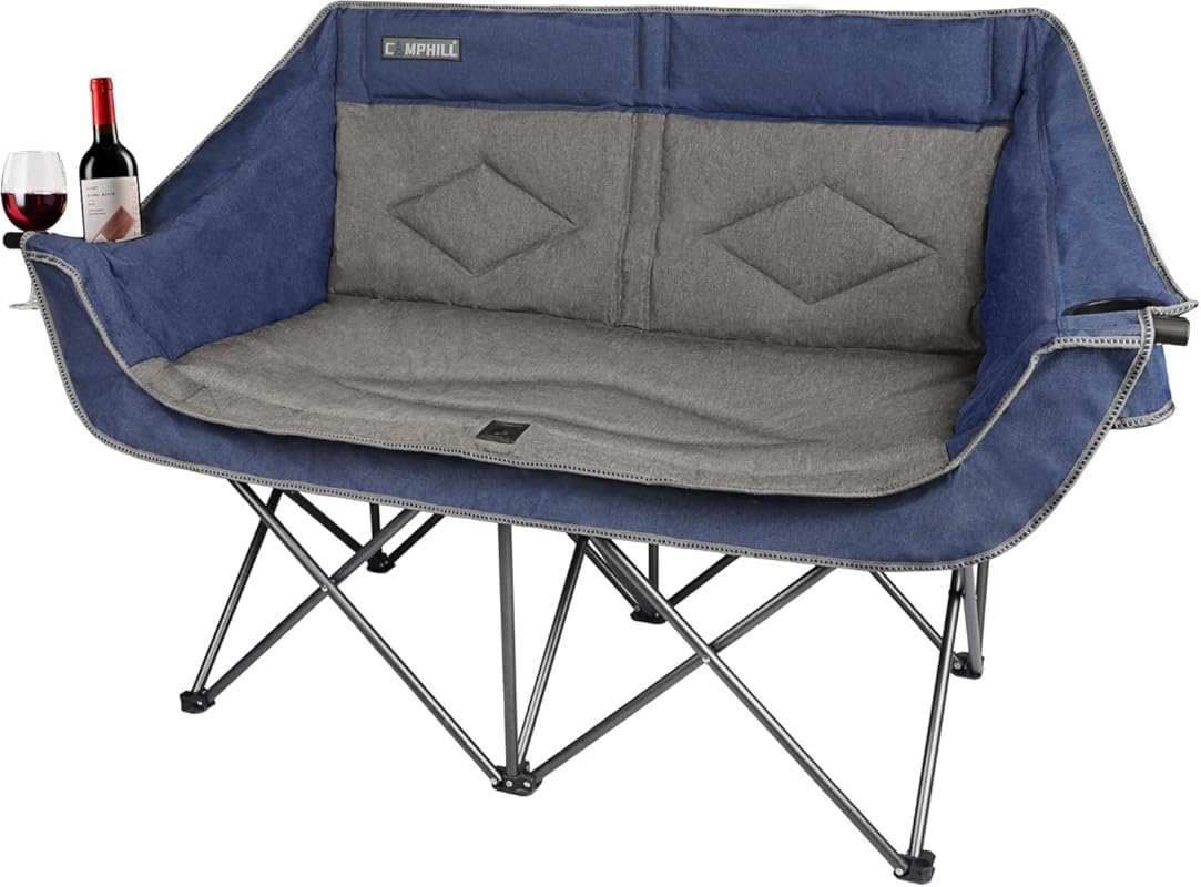 Oversized Double Camping Chair: Heavy Duty 2 Person Folding Loveseat f