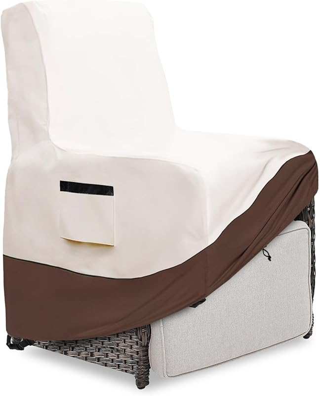 Outdoor Recliner Chair Cover, 600D Waterproof, Heavy Duty, Beige & Bro