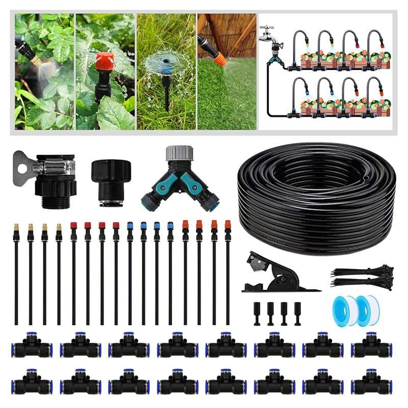 100-Foot Drip Irrigation System with 16 Copper Nozzles, T-Connectors f