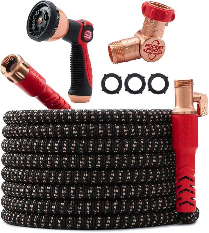 Pocket Hose 100 FT Expandable Garden Hose with Copper Head, No Tangles