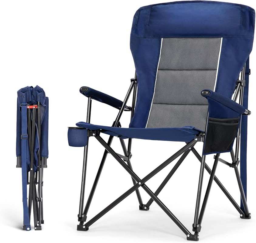 HIGH POINT SPORTS Oversized Heavy Duty Lawn Chair, 500lbs Support, Pad