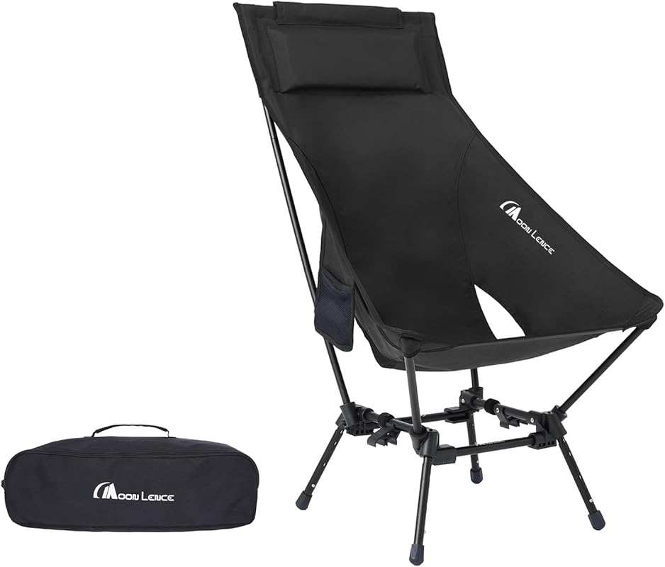 MOON LENCE New Black Adjustable Oversize Camping Chair for Adults with