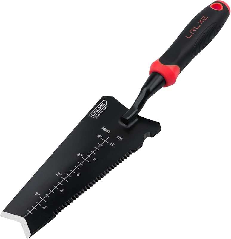 LRLXE Heavy Duty Stainless Steel Garden Transplant Shovel – Serrated E