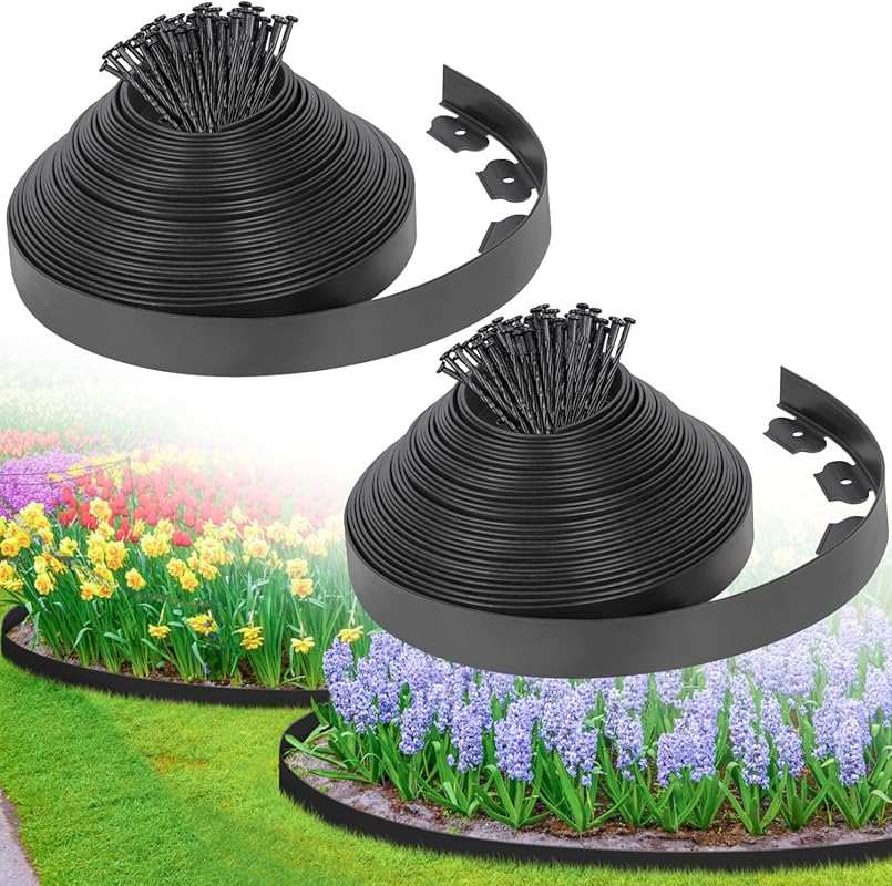 2-Inch x 100FT Flexible Plastic Landscape Edging with Stakes for Garde