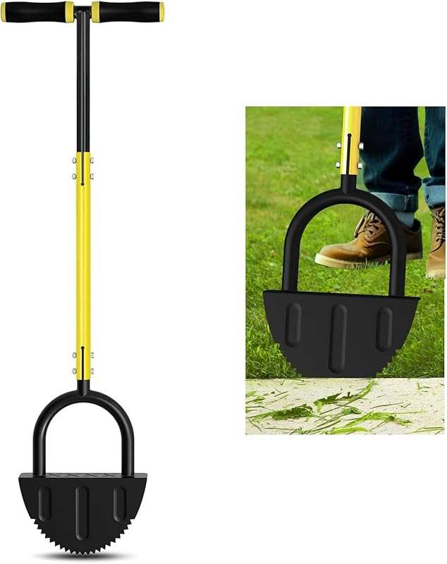 T-Grip Half Moon Lawn Edger, 38-Inch Step Edger for Sidewalk and Grass