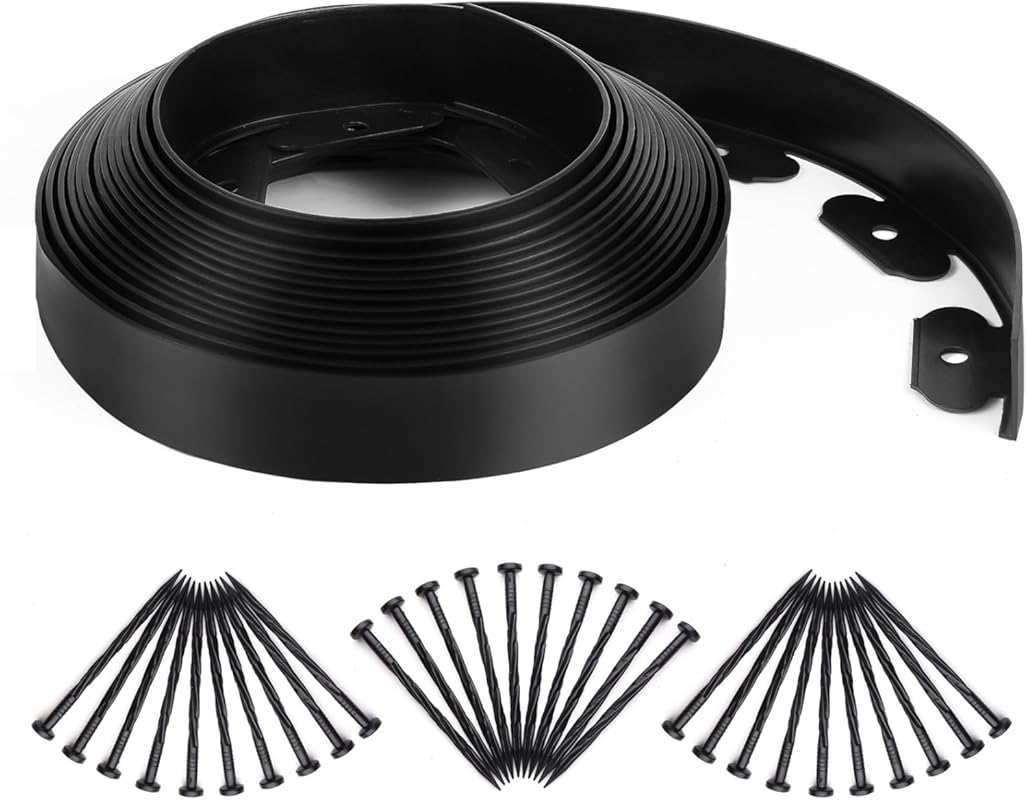 33FT Plastic Landscape Edging with 30 Spikes – Durable Lawn Border for