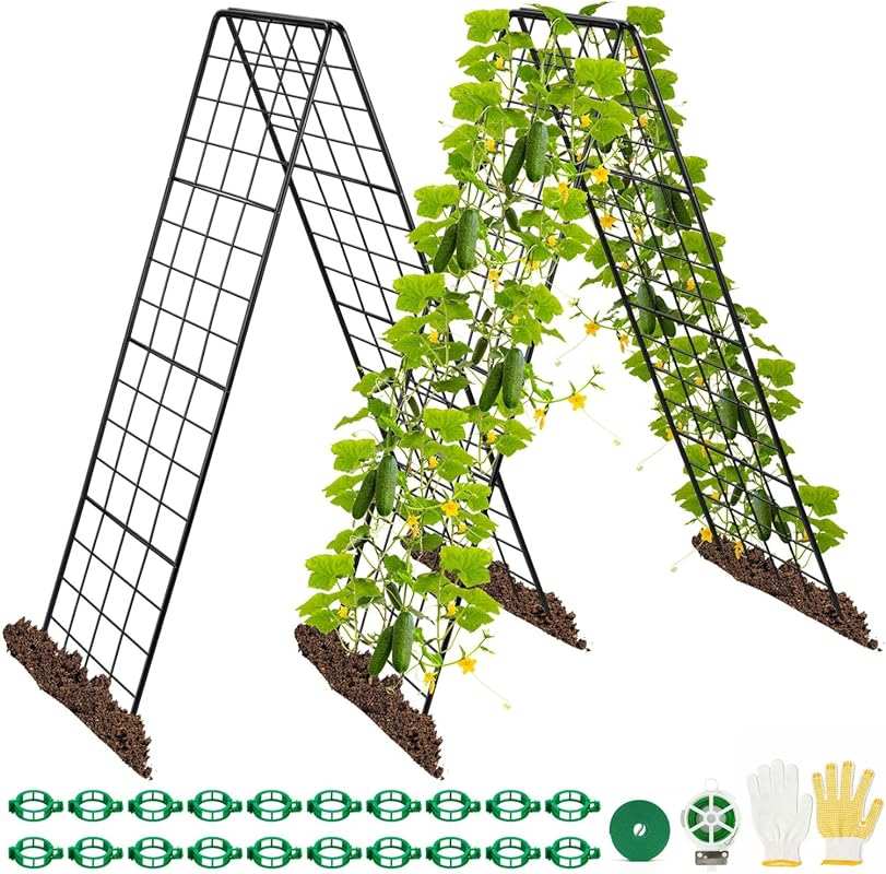 Heavy Duty 50x17 Inch Adjustable A-Frame Metal Trellis, 2 Pack for Cli