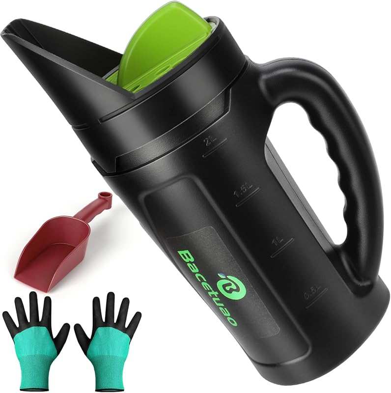 Hand Spreader Shaker for Grass Seed, Fertilizer, Salt, Ice Melt - Adjustable Openings, Up to 80 Oz