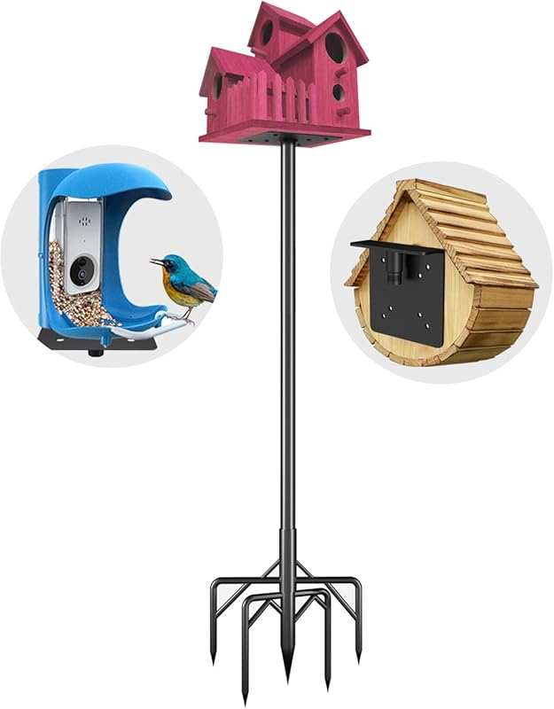 110-Inch Heavy Duty Bird Feeder Pole Kit with Adjustable Base for Outd