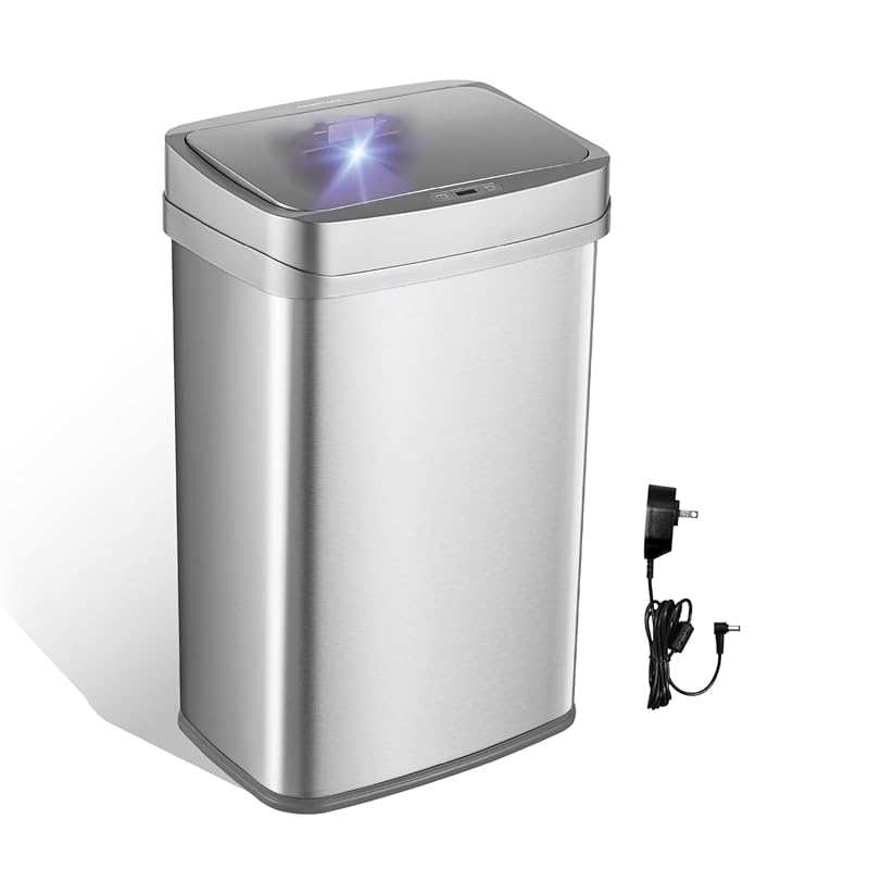 Ninestars Nova 13 Gal Automatic Kitchen Trash Can, Odor Eliminating Mo