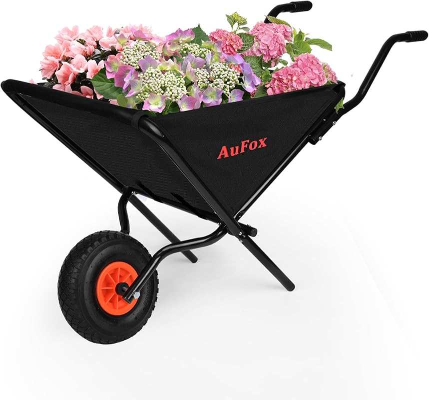 Collapsible Foldable Yard Wheelbarrow for Easy Loading and Dumping Gar