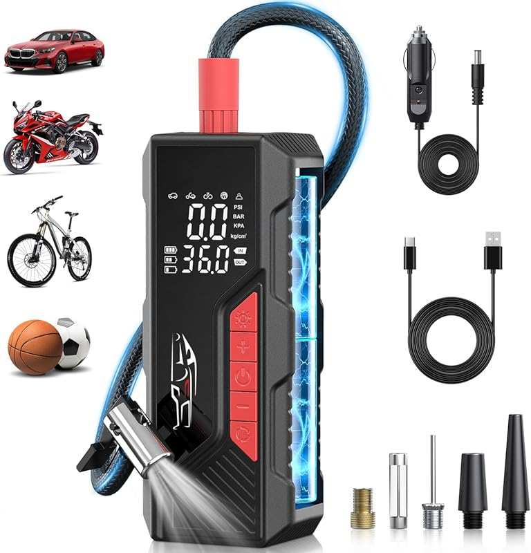 Cordless Portable Tire Inflator Air Compressor for Cars, 150PSI, Batte