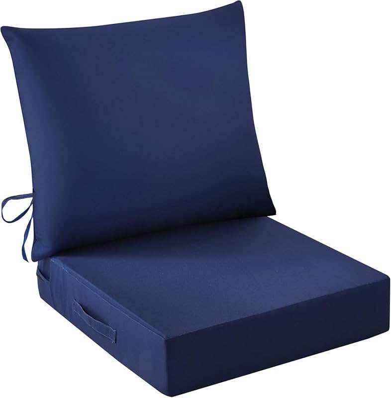 Navy Blue Waterproof Fade-Resistant Deep Patio Chair Cushions, 24