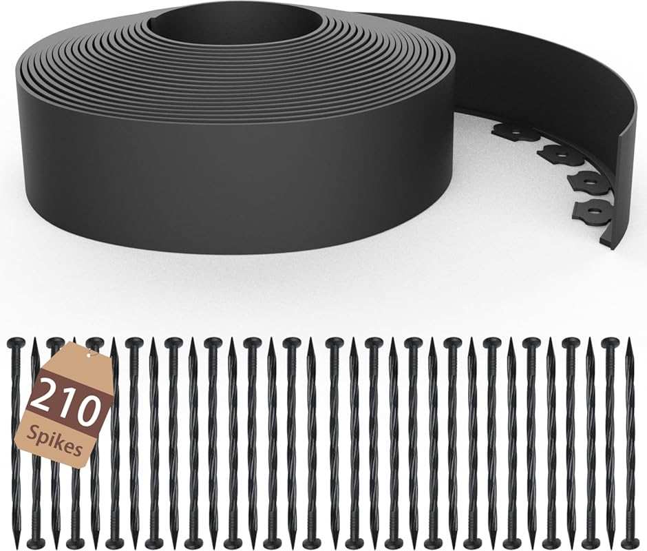 4-Inch Tall Black Garden Edging Kit – 120FT with Spikes for Lawn & Flo