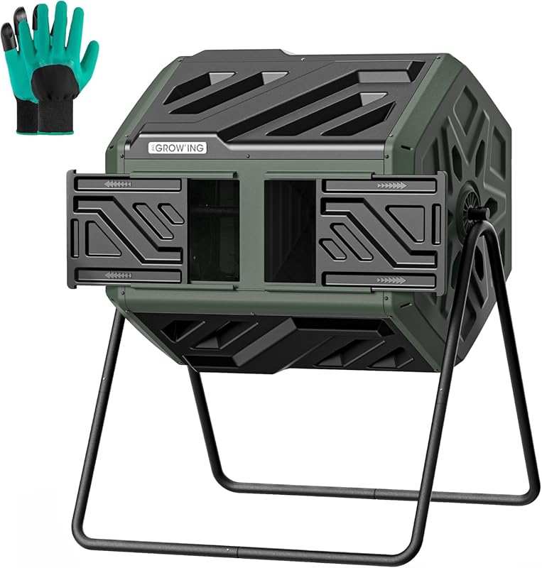 THEGROW'ING 43 Gallon Green Dual Chamber Compost Bin