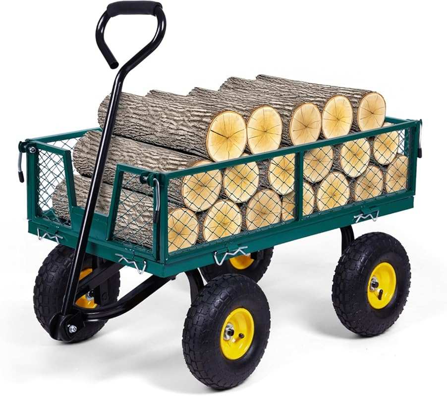 Backyard Expressions Heavy-Duty Steel Garden Cart: 400 lb Capacity, Re