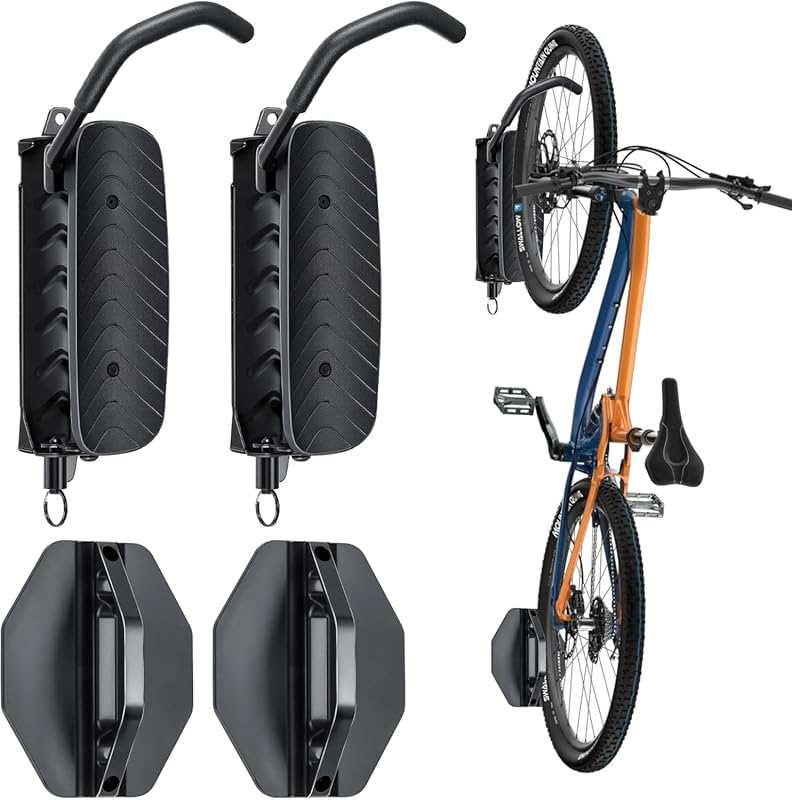 2 Pack Swivel Bike Wall Mount Hangers: 150° Space-Saving Vertical Gara