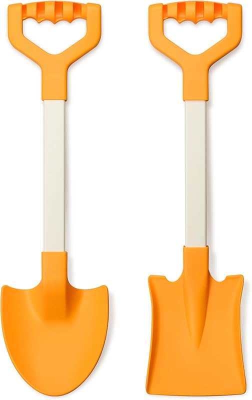 20” Long Heavy Duty Plastic Sand Shovels for Kids, 2-Pack Orange Beach