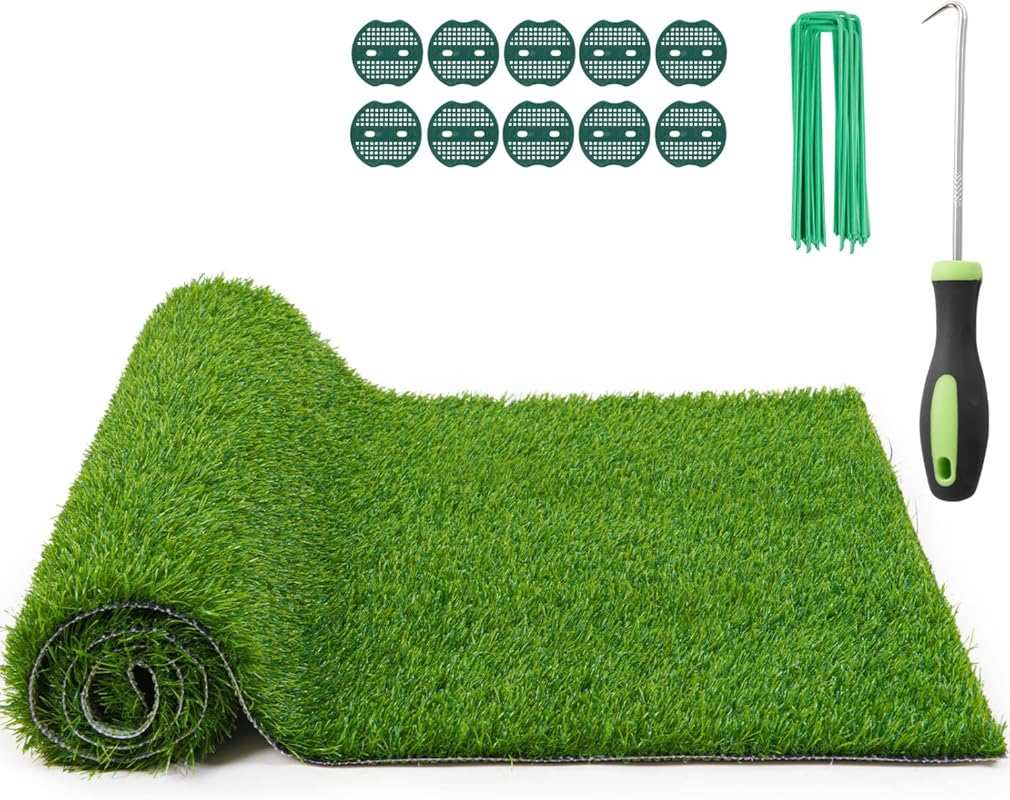 Realistic Artificial Grass Rug with Drainage Holes – Pet-Friendly Fake Turf for Garden, Balcony, Patio & Wedding Decoration