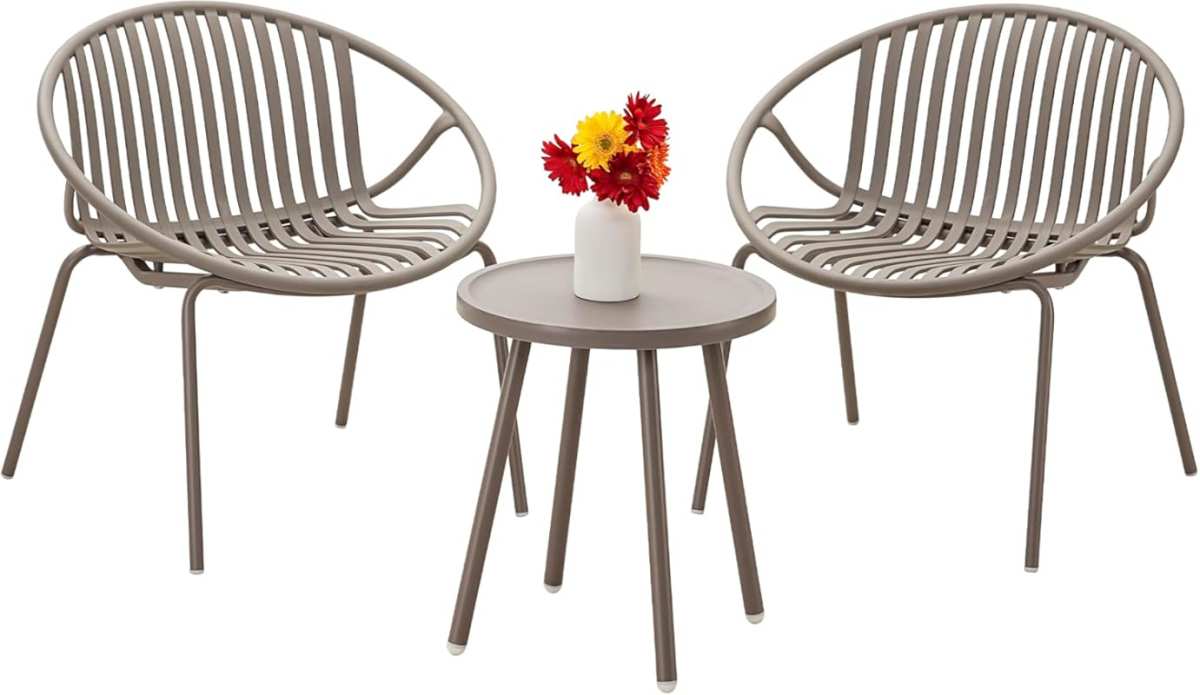 3-Piece Outdoor Patio Set with Bistro Table, 2 Chairs & Porch Furnitur