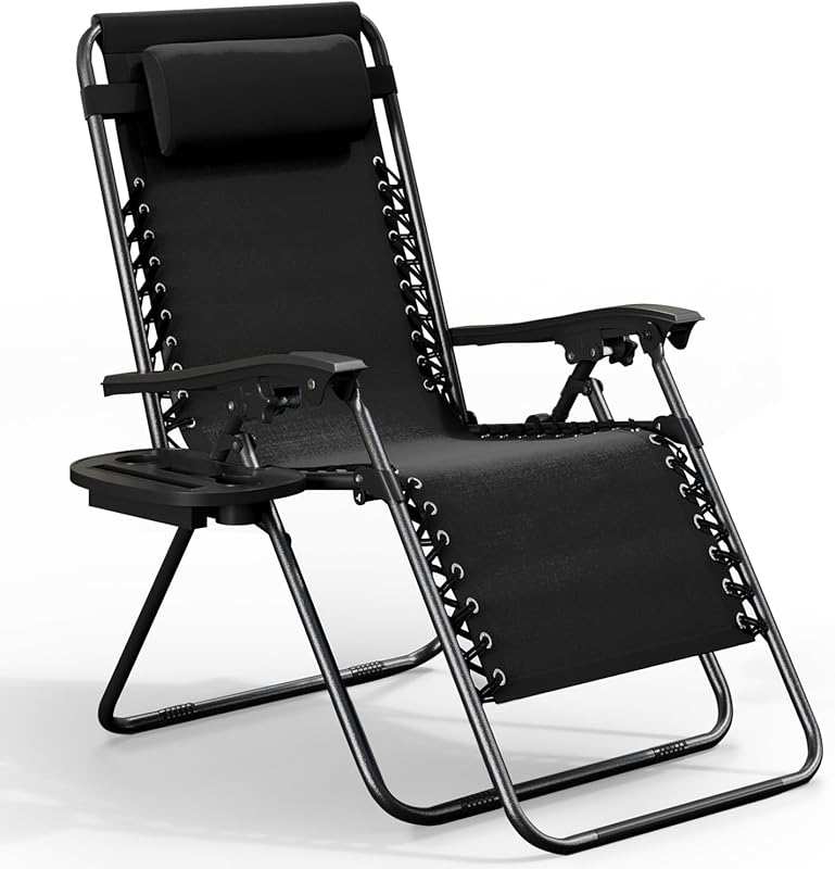 Nestl Zero Gravity Chairs with Pillows & Cup Holder Trays – Adjustable Steel Mesh Reclining Folding Patio Chairs for Deck, Beach & Yard