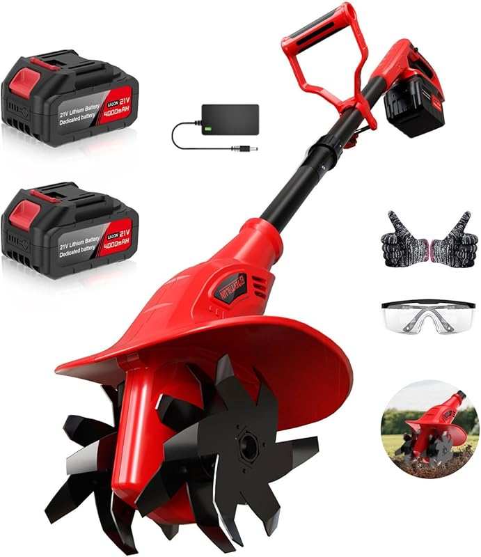 21V Cordless Electric Tiller with 9