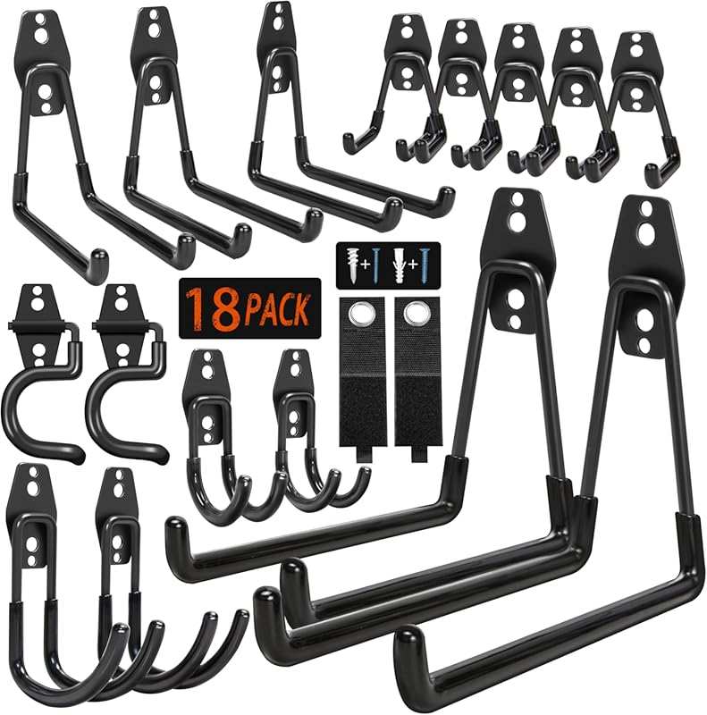 18 Pack Heavy Duty Garage Hooks with Anti-Slip Coating for Bike, Ladde