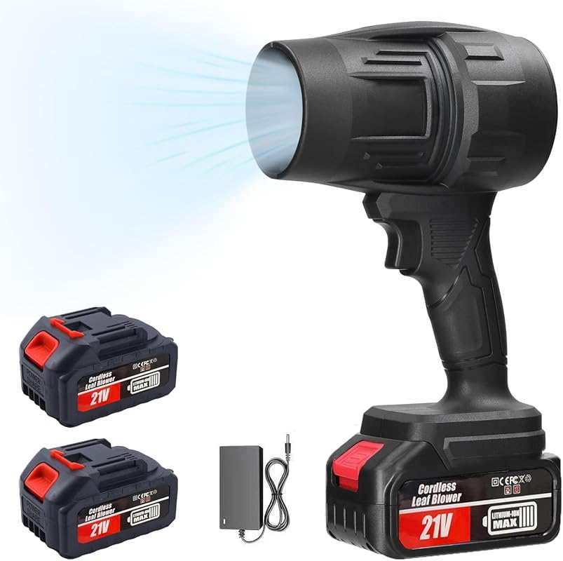 Portable Cordless Electric Leaf Blower with 2 Batteries, Stepless Spee