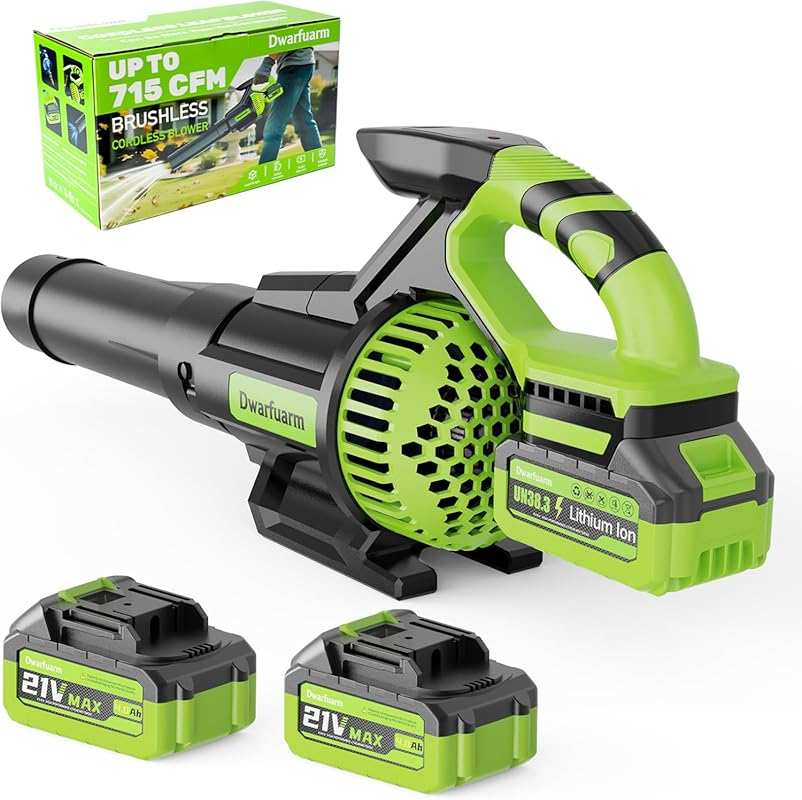 Powerful Cordless Leaf Blower: 715 CFM, Brushless Motor, LCD Display,