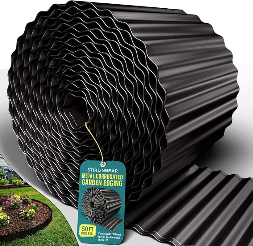 Rustproof Black Metal Landscape Edging, 50FT Flexible Trim for Flower 