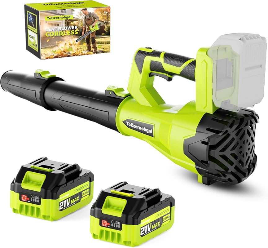 Cordless Leaf Blower: 550 CFM, 600W Brushless Motor, 6-Speed, 2 Batter