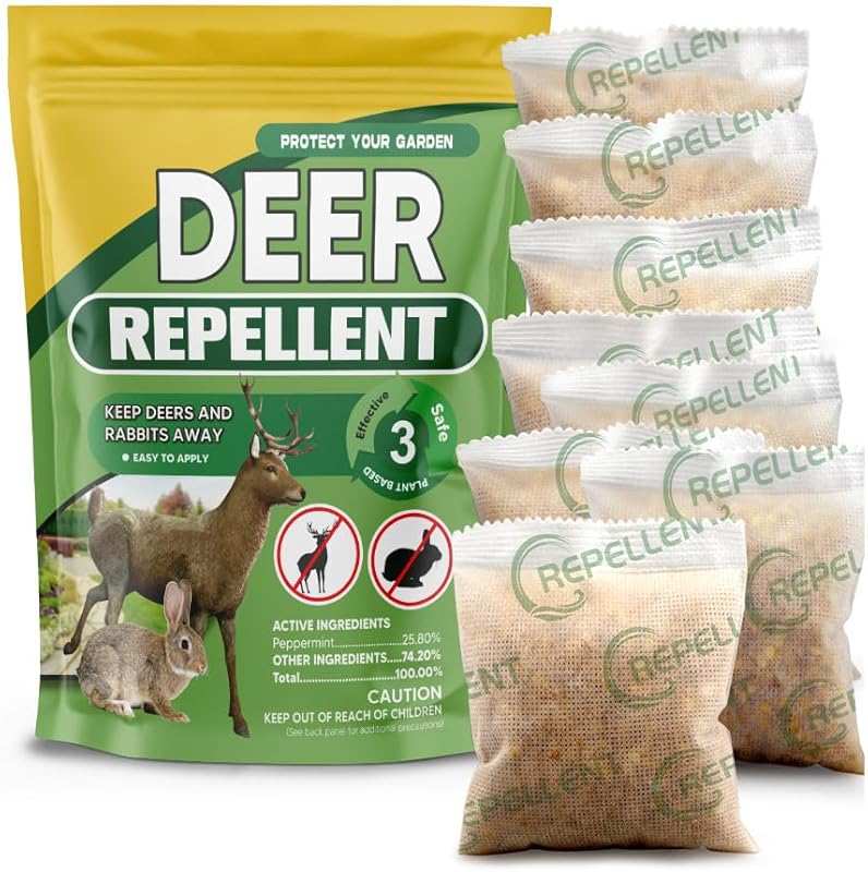 8 Pack Deer & Rabbit Repellent for Gardens, Lawns, Yards – Effective D