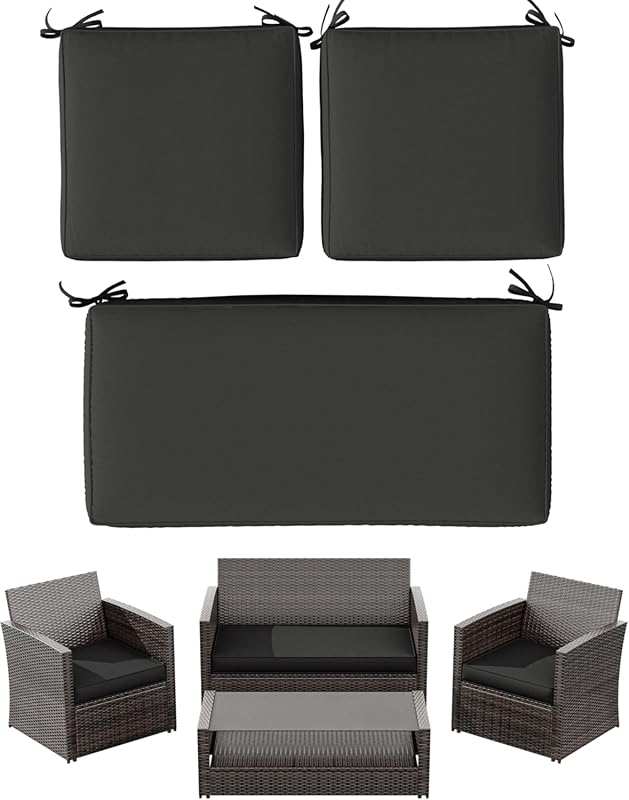 High-Elastic Outdoor Furniture Cushions 3 Pack for Wicker Rattan Patio