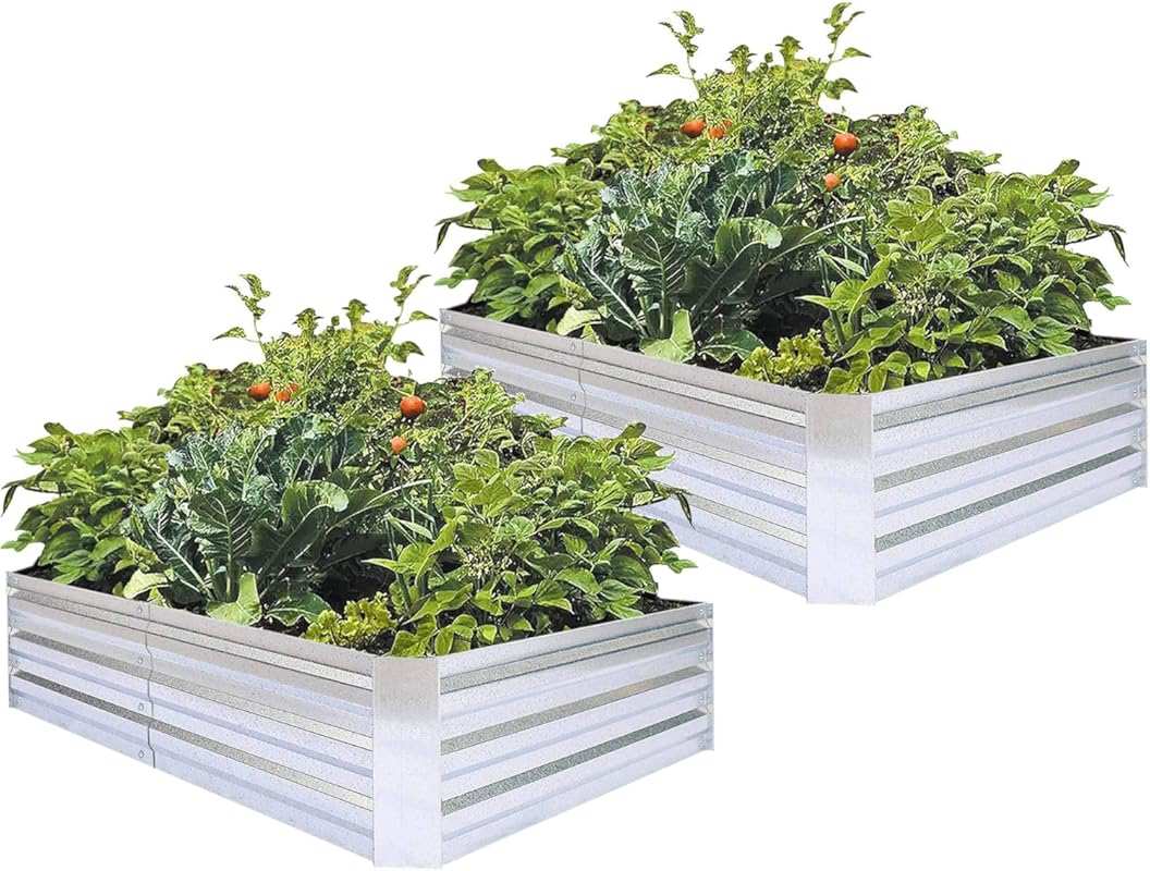 Large Galvanized Raised Garden Bed Planter Box for Vegetables, Flowers