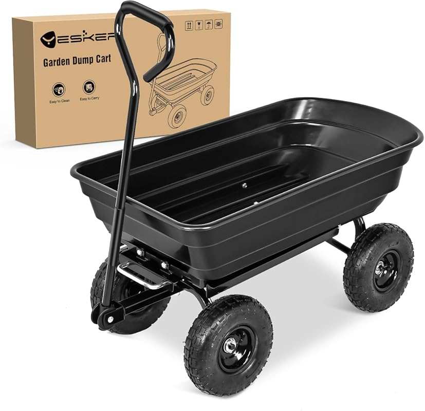 Yesker 600lbs Garden Dump Wagon with All-Terrain Inflatable Wheels for