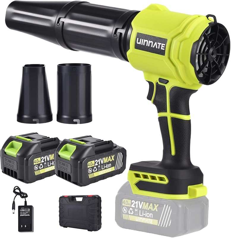 21V Cordless Leaf Blower: Powerful Electric Blower with 2 Batteries for Lawn, Patio, Car, and Dust