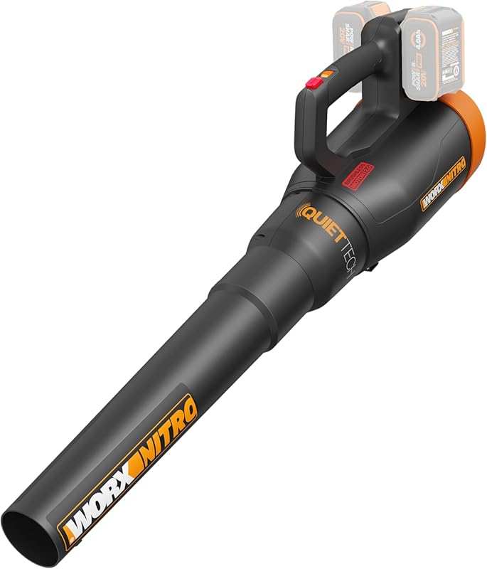 WORX Nitro Cordless Leaf Blower: Quiet 530 CFM 140 MPH Electric Blower