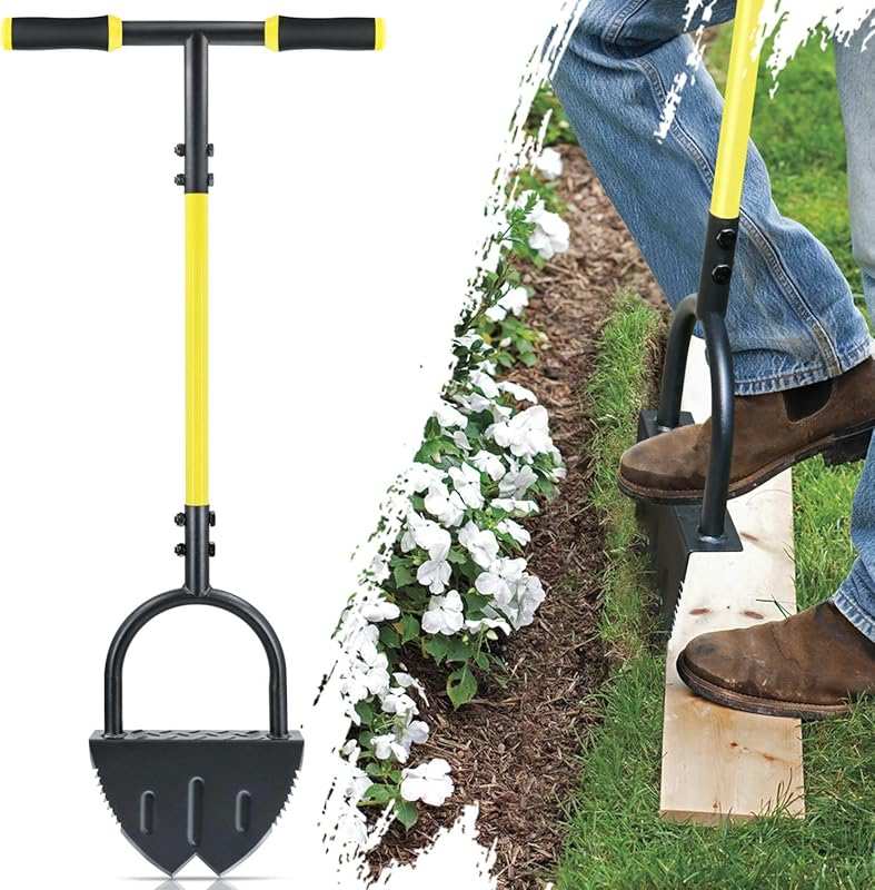 Jardineer Manual Grass Edger with Double V-Shaped Blade & Wide Footpla