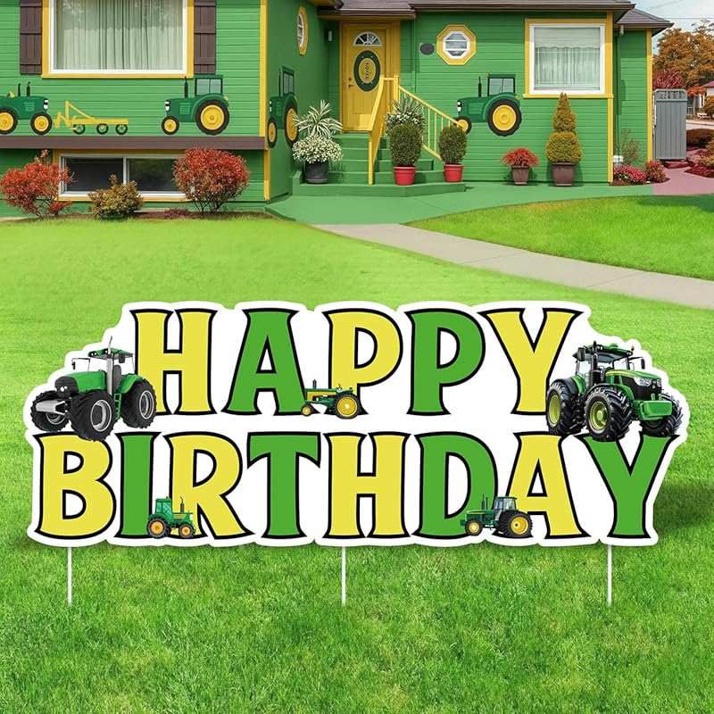Tractor Birthday Yard Sign: Farm Theme Happy Birthday Lawn Decor for K