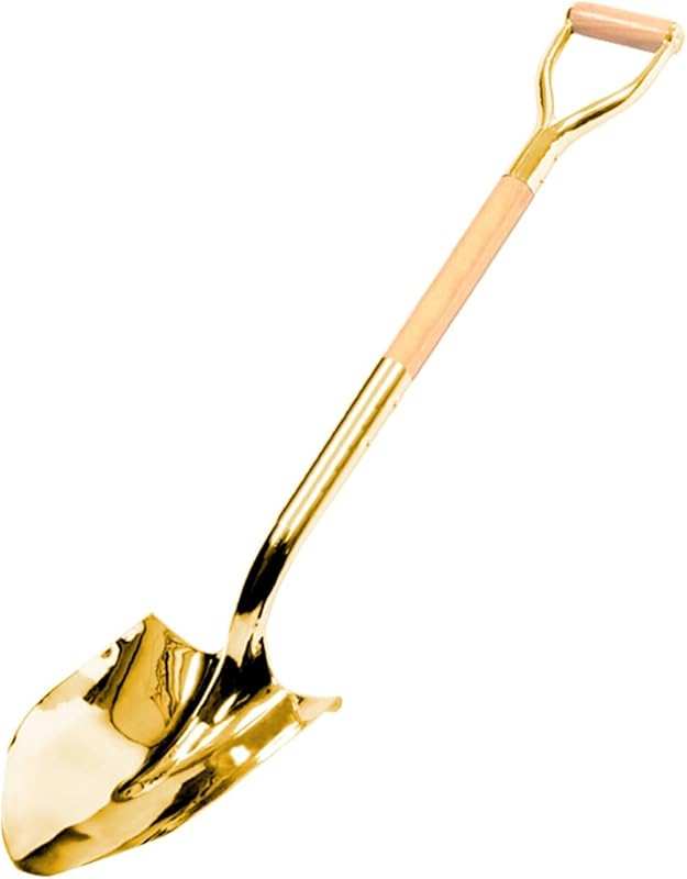 Professional Gold Ceremonial Shovel with Wood D-Handle – Groundbreakin