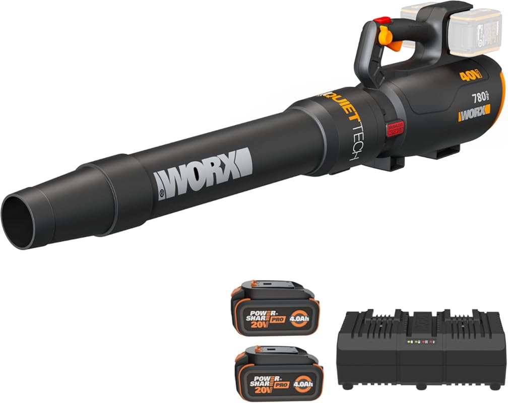 WORX WG582 Cordless Brushless Leaf Blower: 780 CFM, 190 MPH, Gas-Like 