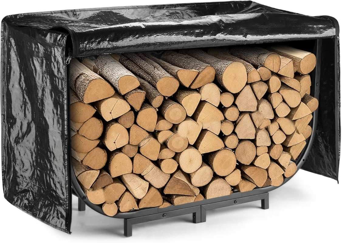 facka 40 Inch Heavy Duty Firewood Rack Outdoor with Cover for Fireplac