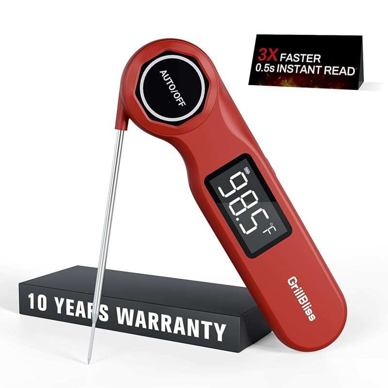 GrillBliss Instant Read Digital Meat Thermometer with 0.5S Fast Readin